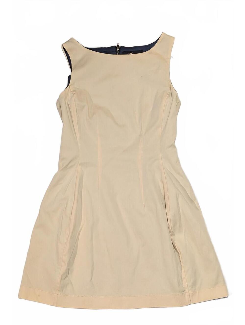 Monteau Cream Cotton Dress Navy Blue Lining Size Medium
